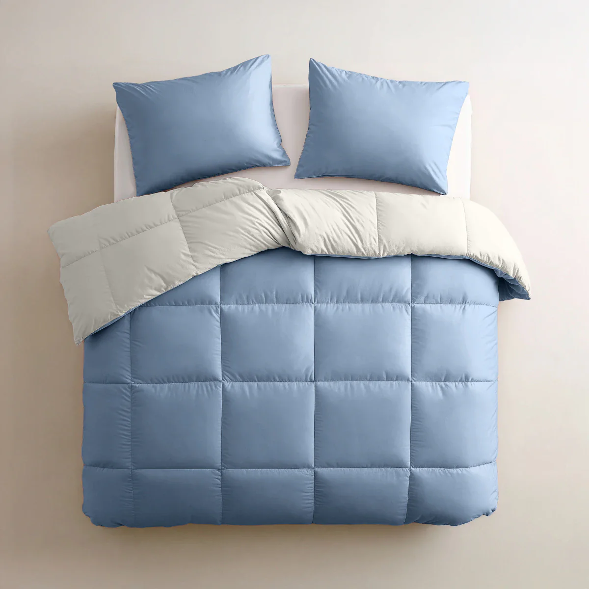 Zelesta Deluxe Duo Perkal-Baumwolle Sommerdecke - Traumblau & Creme - Image 3