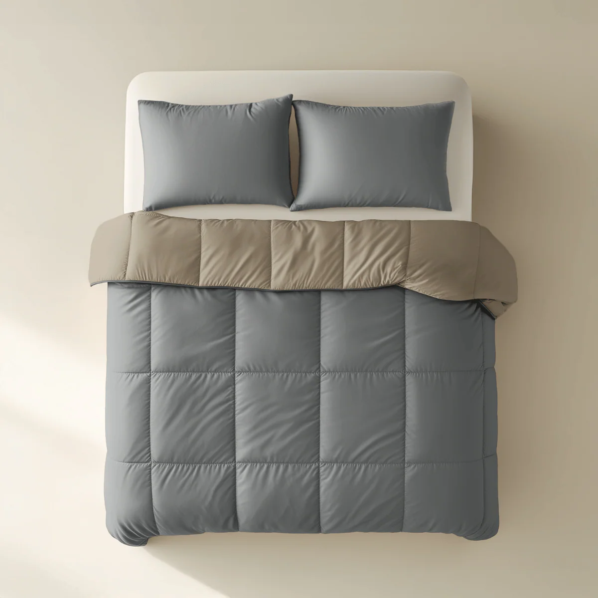 Zelesta Deluxe Perkal-Baumwolle Bettdecke - Anthrazit & Taupe - Image 3