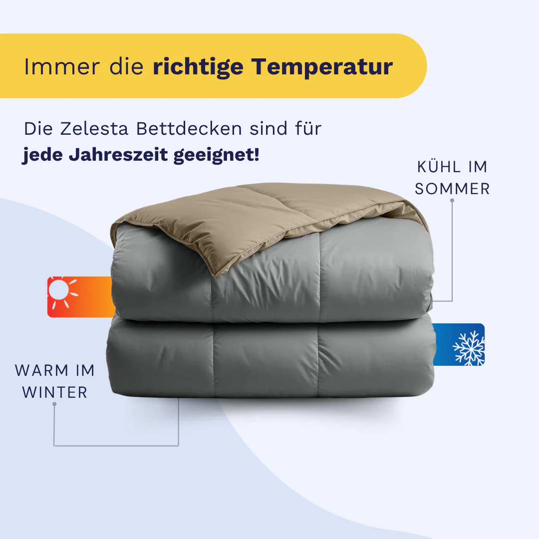 Zelesta Deluxe Perkal-Baumwolle Bettdecke - Anthrazit & Taupe - Image 4