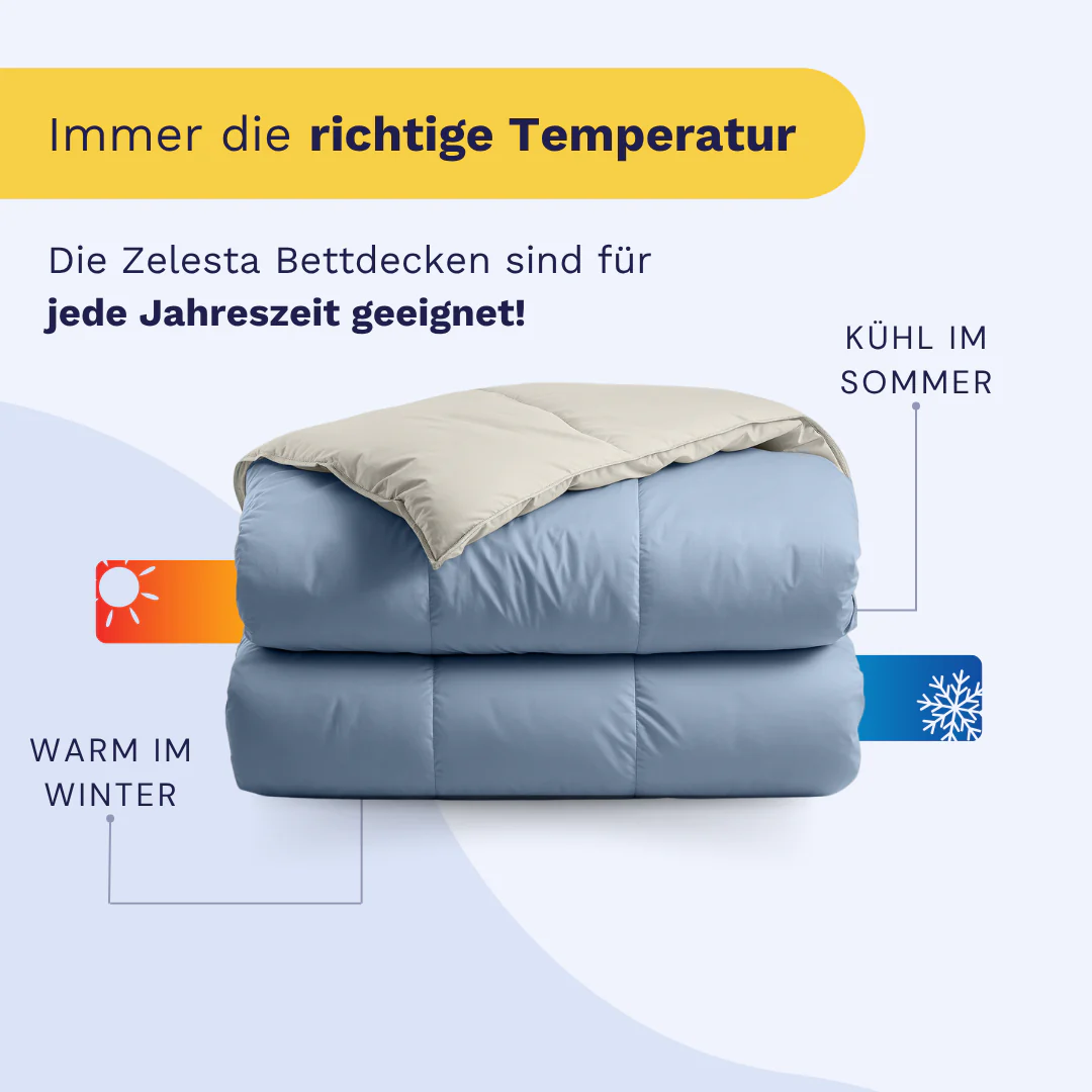 Zelesta Deluxe Perkal-Baumwolle Bettdecke - Traumblau & Creme - Image 4