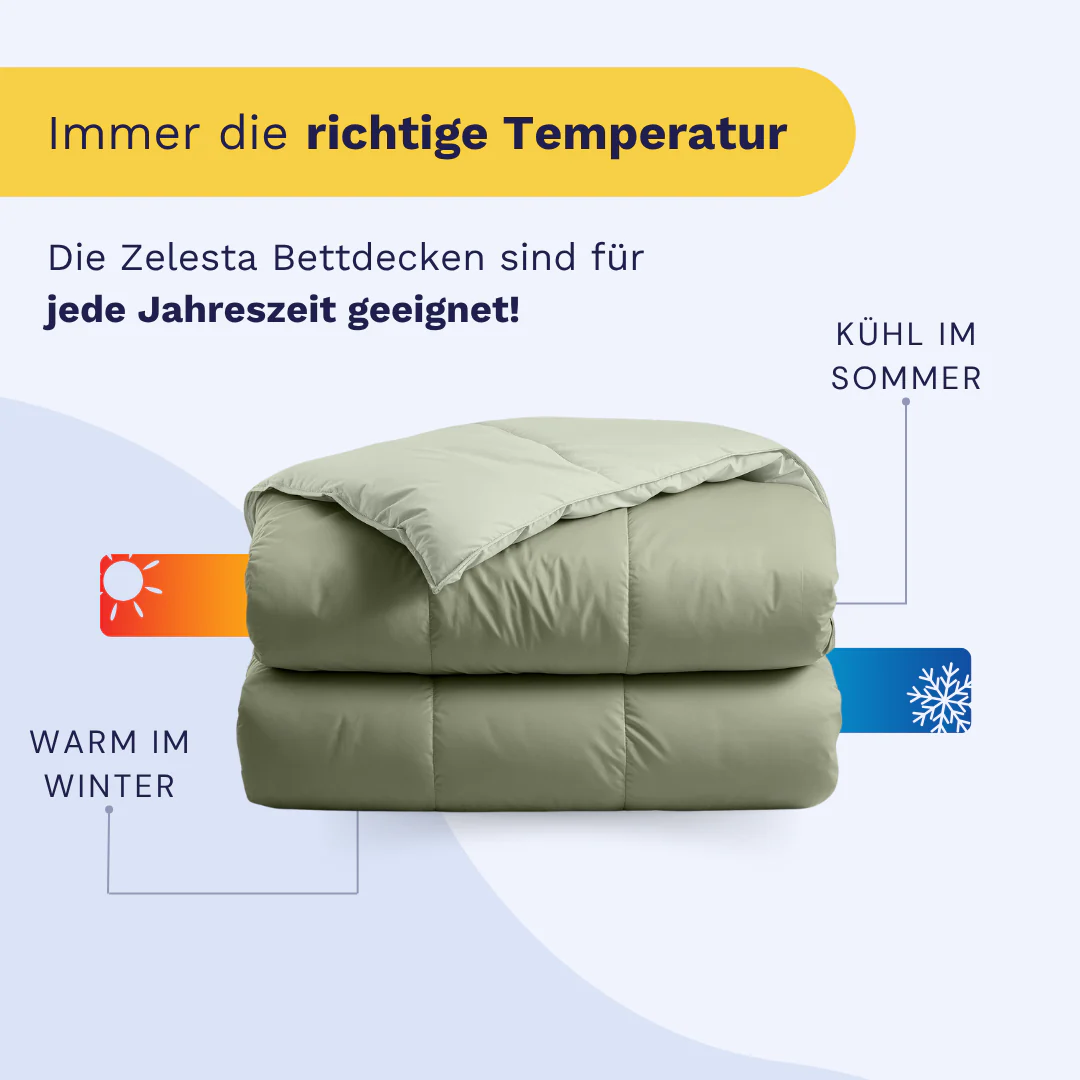 Zelesta Deluxe Perkal-Baumwolle Bettdecke - Olivgrün & Mint - Image 4