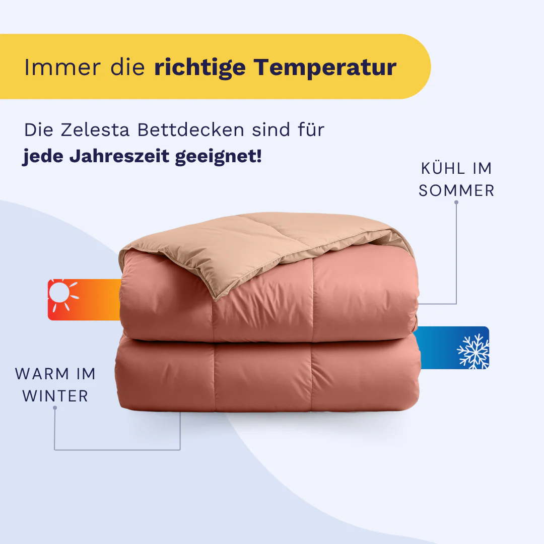 Zelesta Deluxe Perkal-Baumwolle Bettdecke - Lachs & Pfirsich - Image 4