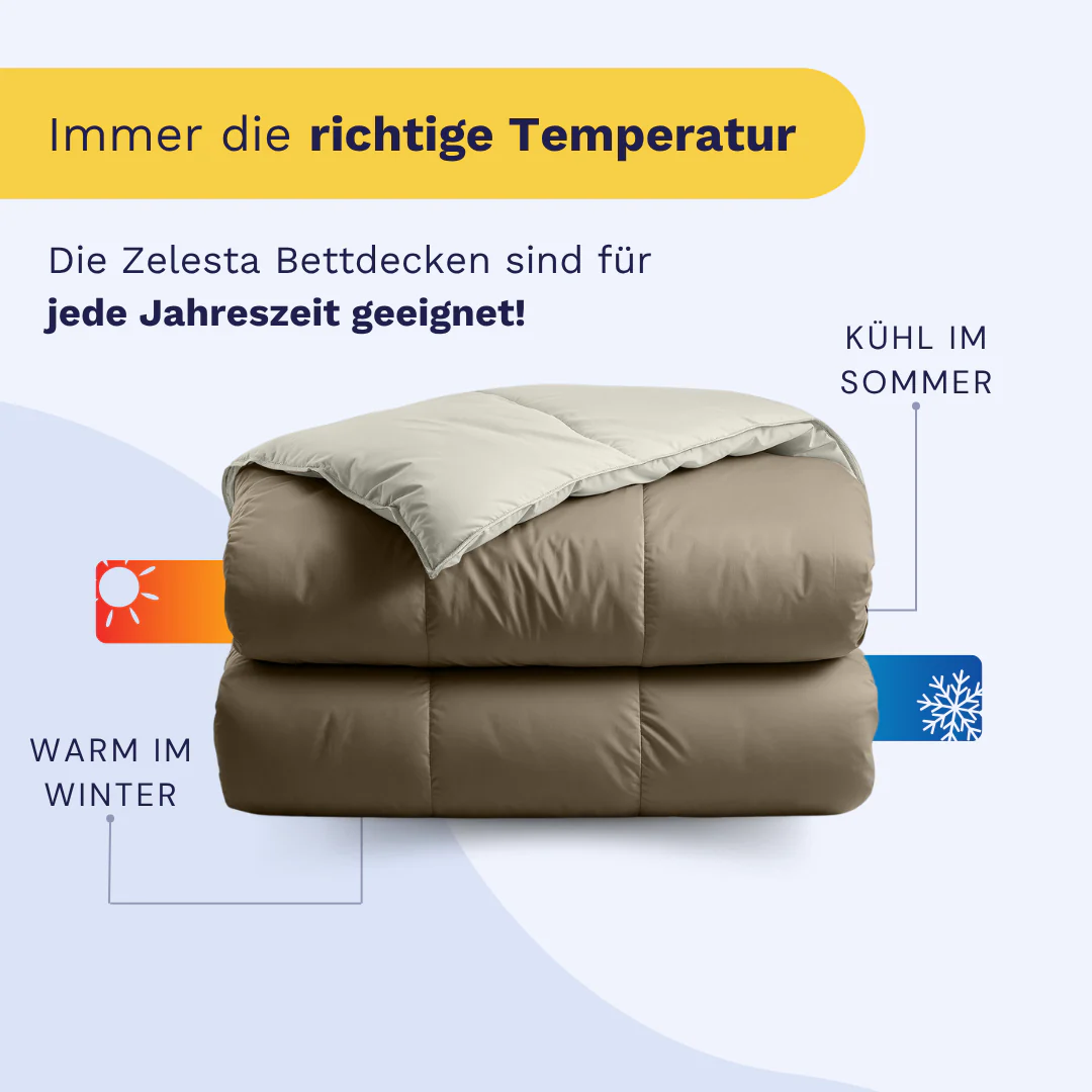 Zelesta Deluxe Perkal-Baumwolle Bettdecke - Taupe & Creme - Image 4