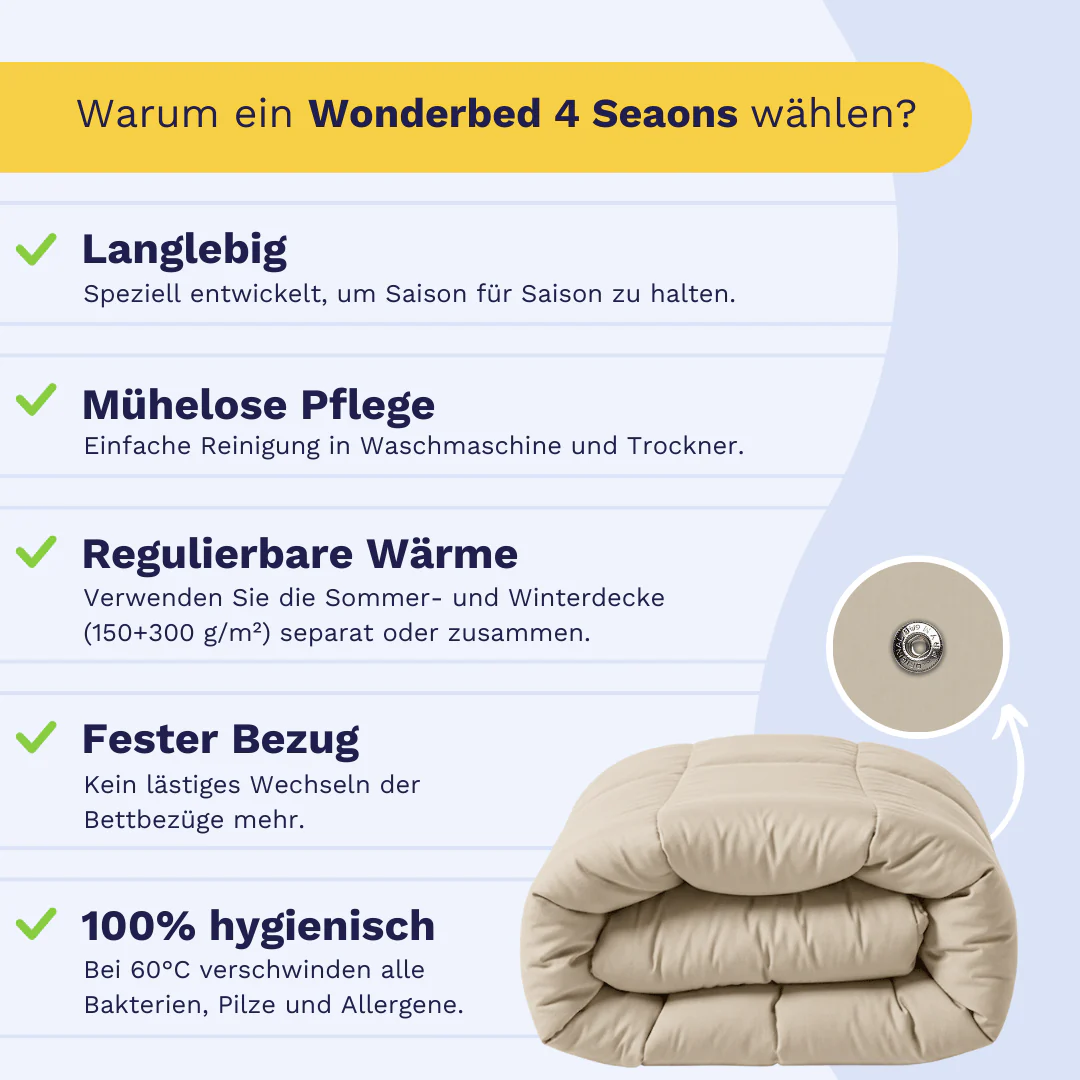 Zelesta Wonderbed 4 Seasons Double Baumwolle - Desert Sand - Image 3