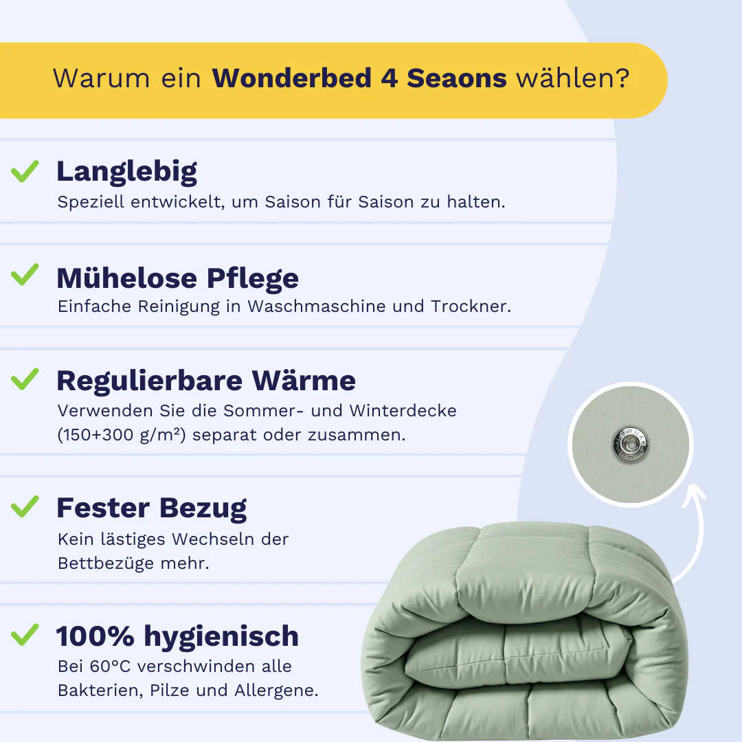 Zelesta Wonderbed 4 Seasons Double Baumwolle - Natural Green - Image 3