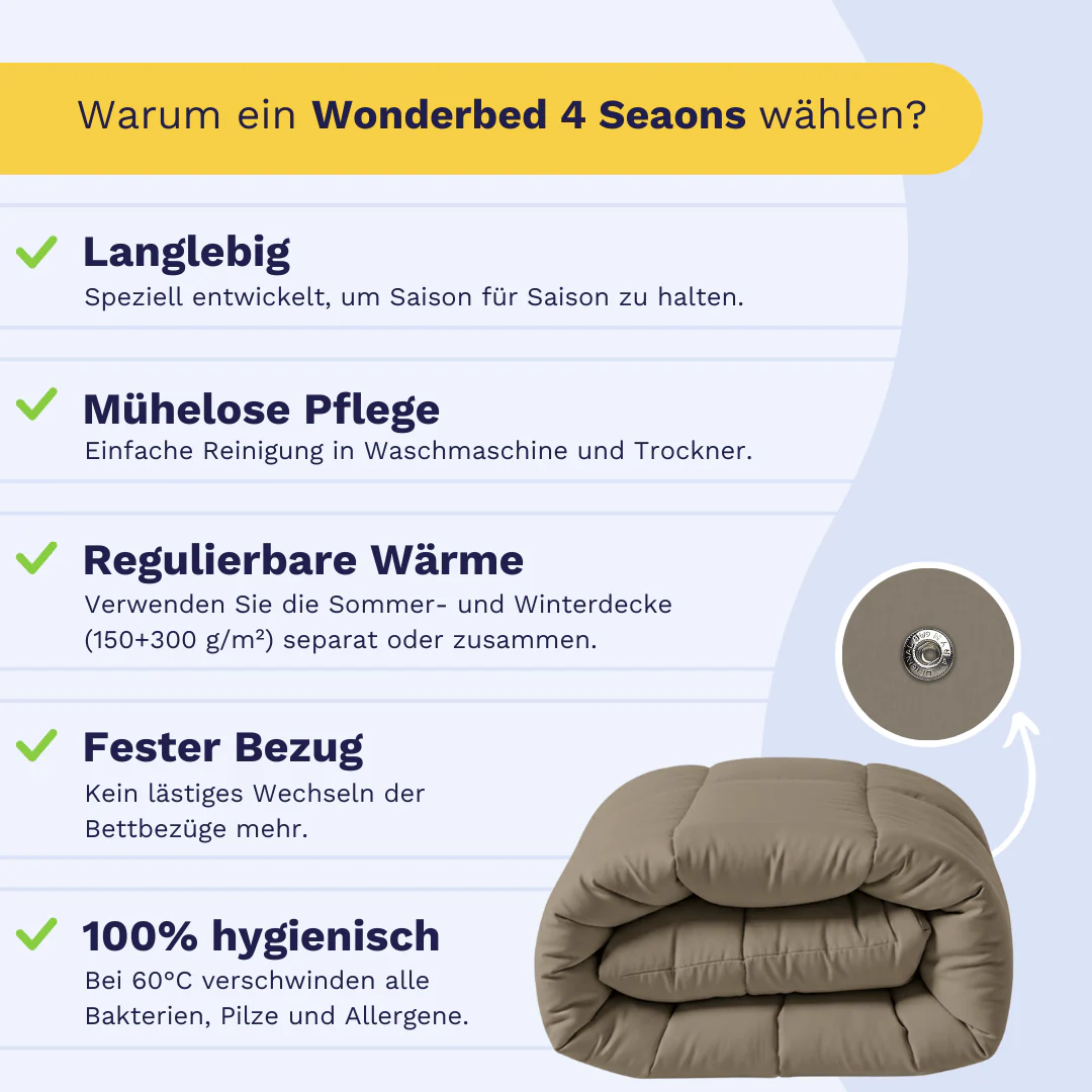 Zelesta Wonderbed 4 Seasons Double - Natural Taupe - Image 3