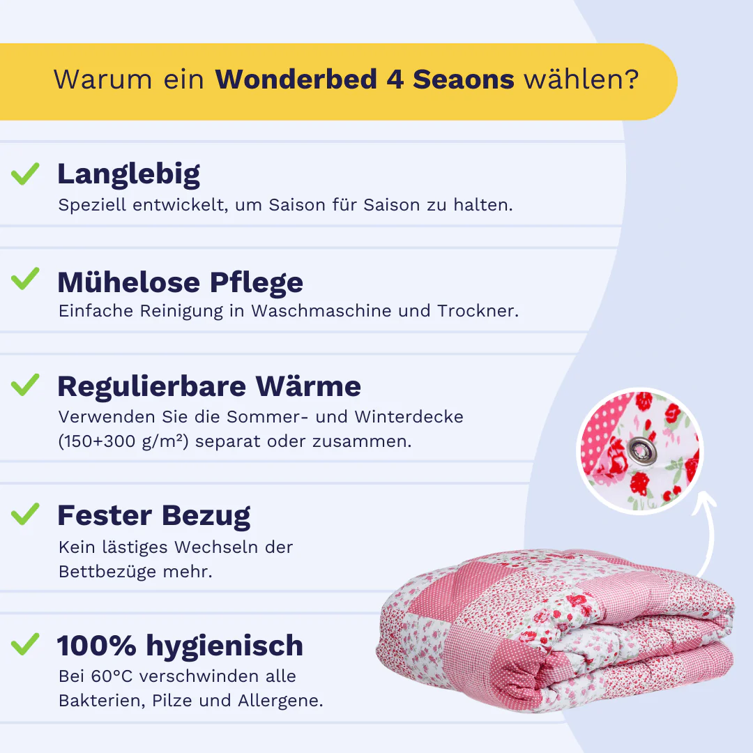 Zelesta Wonderbed 4 Seasons Double -  Patchwork Pink - Image 4