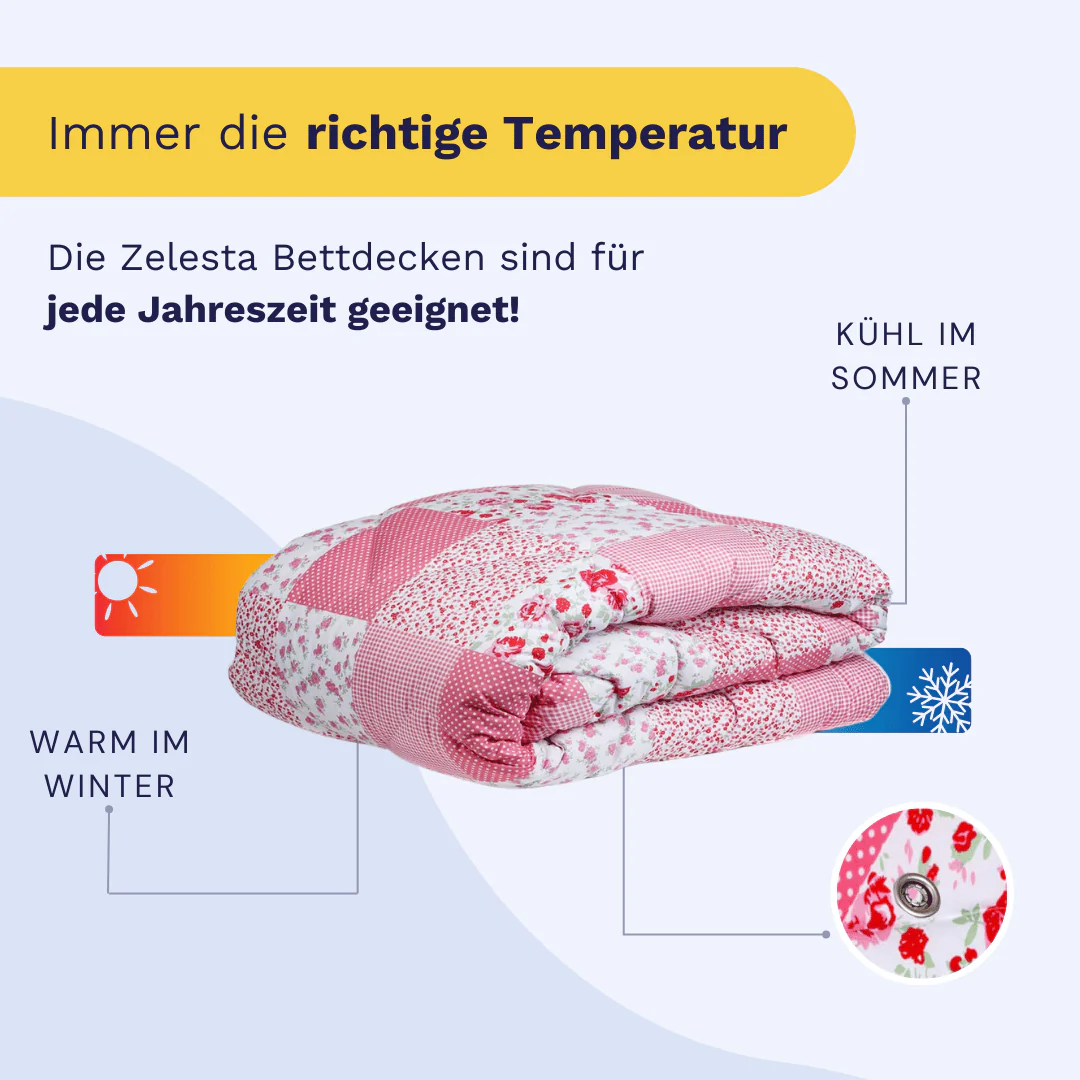 Zelesta Wonderbed 4 Seasons Double -  Patchwork Pink - Image 5