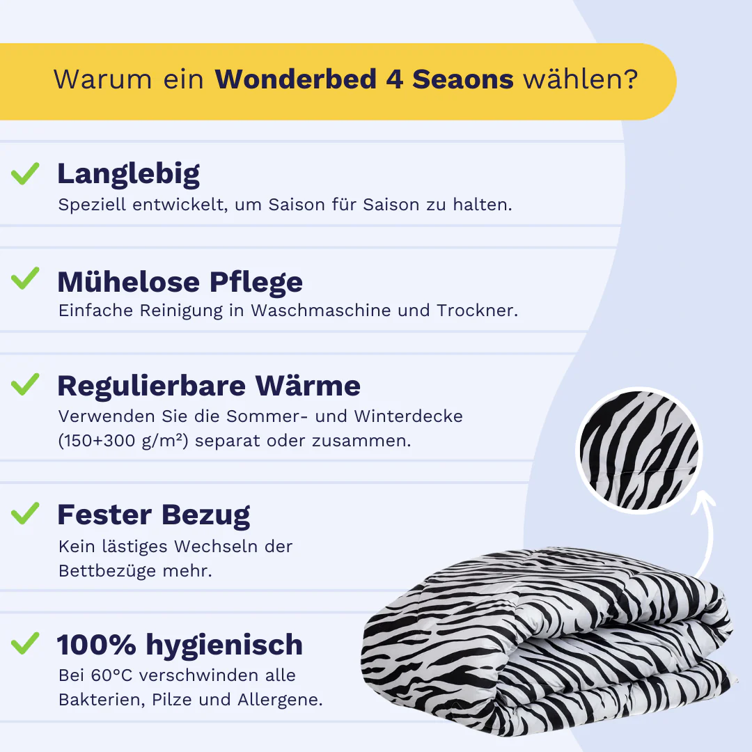 Zelesta Wonderbed 4 Seasons double - Zebra Skin - Image 4