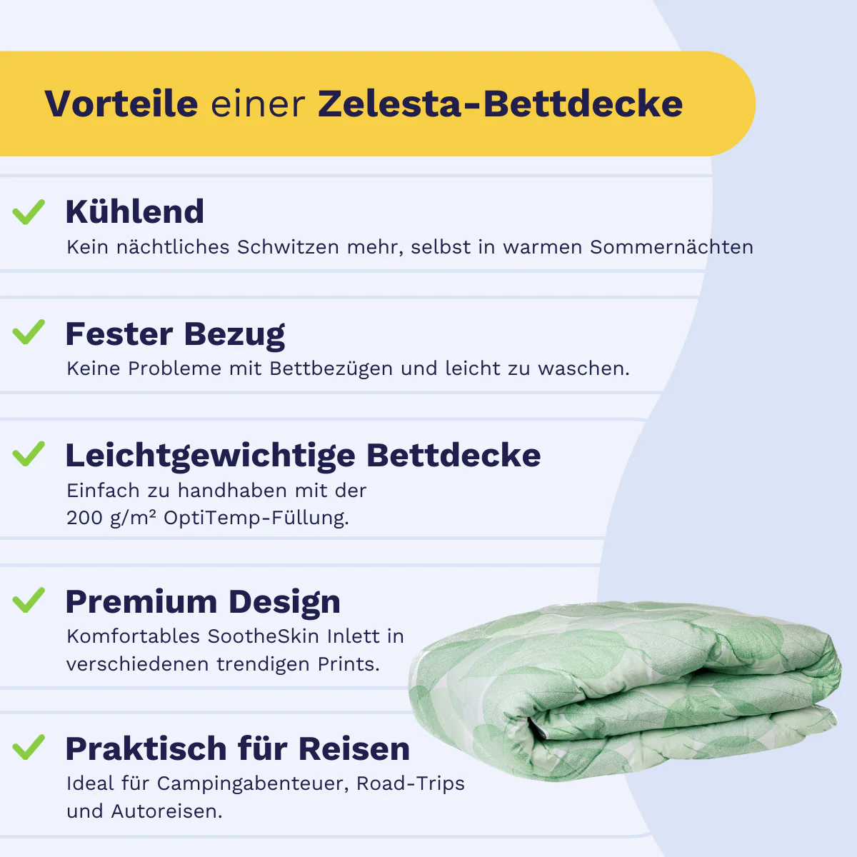 Zelesta Comfort Design Sommerdecke - Fresh Leaf - Image 4