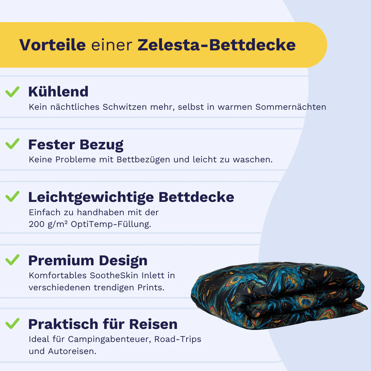 Zelesta Comfort Design Sommerdecke - Peacock Feathers - Image 4